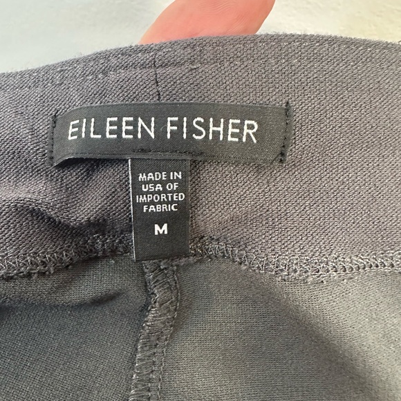 EUC Eileen Fisher Elastic Waist Straight Leg Pants Gray Stretchy Sz M L Mid Rise - Picture 7 of 8